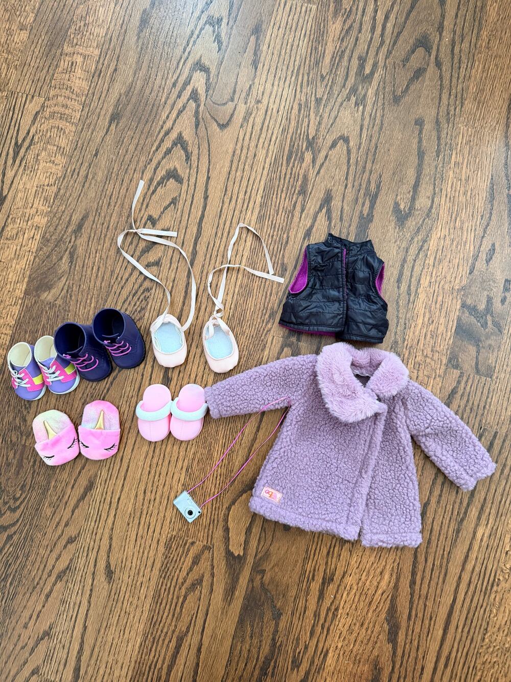 American Girl & Our Generation 18” Doll Shoe Clothing and Camera Bundle